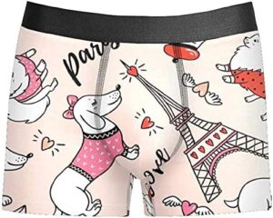 Light pink boxer briefs with Paris pattern in plus size.