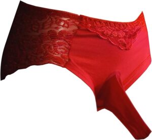 Red sissy pouch panties in plus size.