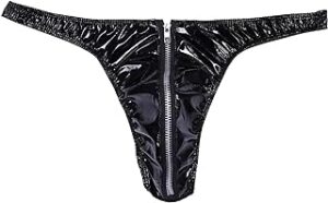 Leather-like thongs for big guys.