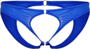 Men's blue panties with open back and open front.