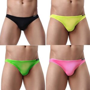 Men's bikini briefs in black, yellow, green and pink color. 