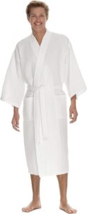 Men's white long bath robe.