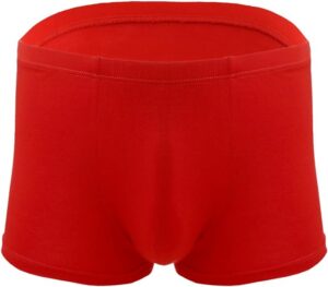 Red stretchy boxer briefs in bamboo.