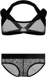 Men's black bra and panty set.