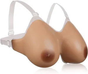 Crossdressers bra with silicone breast.