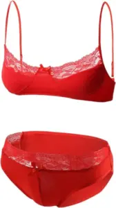 Sissy men's red bra and panty set.